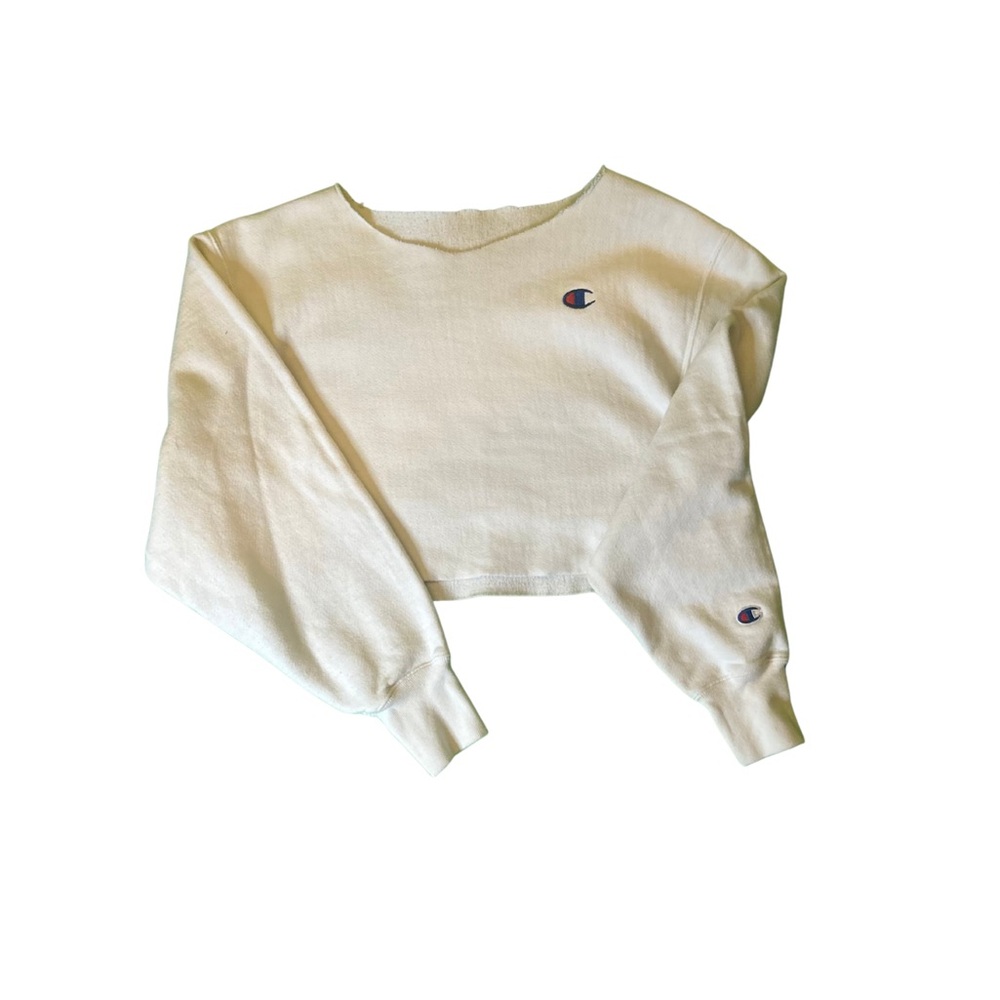 Champion Women's White Cropped Sweatshirt | Small